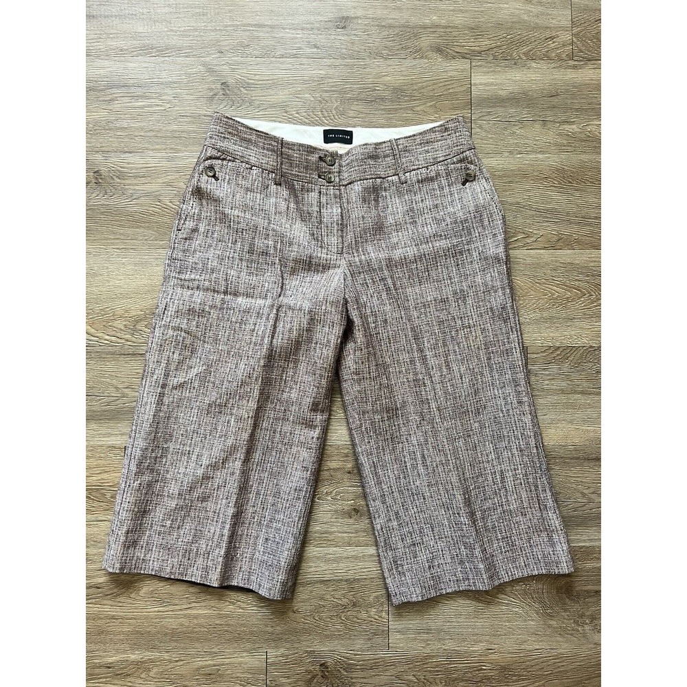The Limited Cassidy Fit Wide Leg Brown Tweed Cropped Pants Shorts Size 10